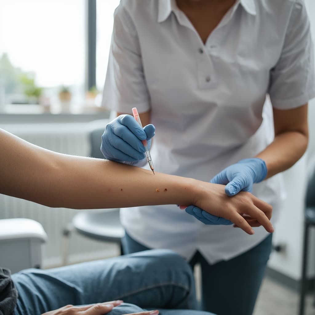 MFA untersucht Hautveränderungen am Arm – Dermatologie Diagnostik
