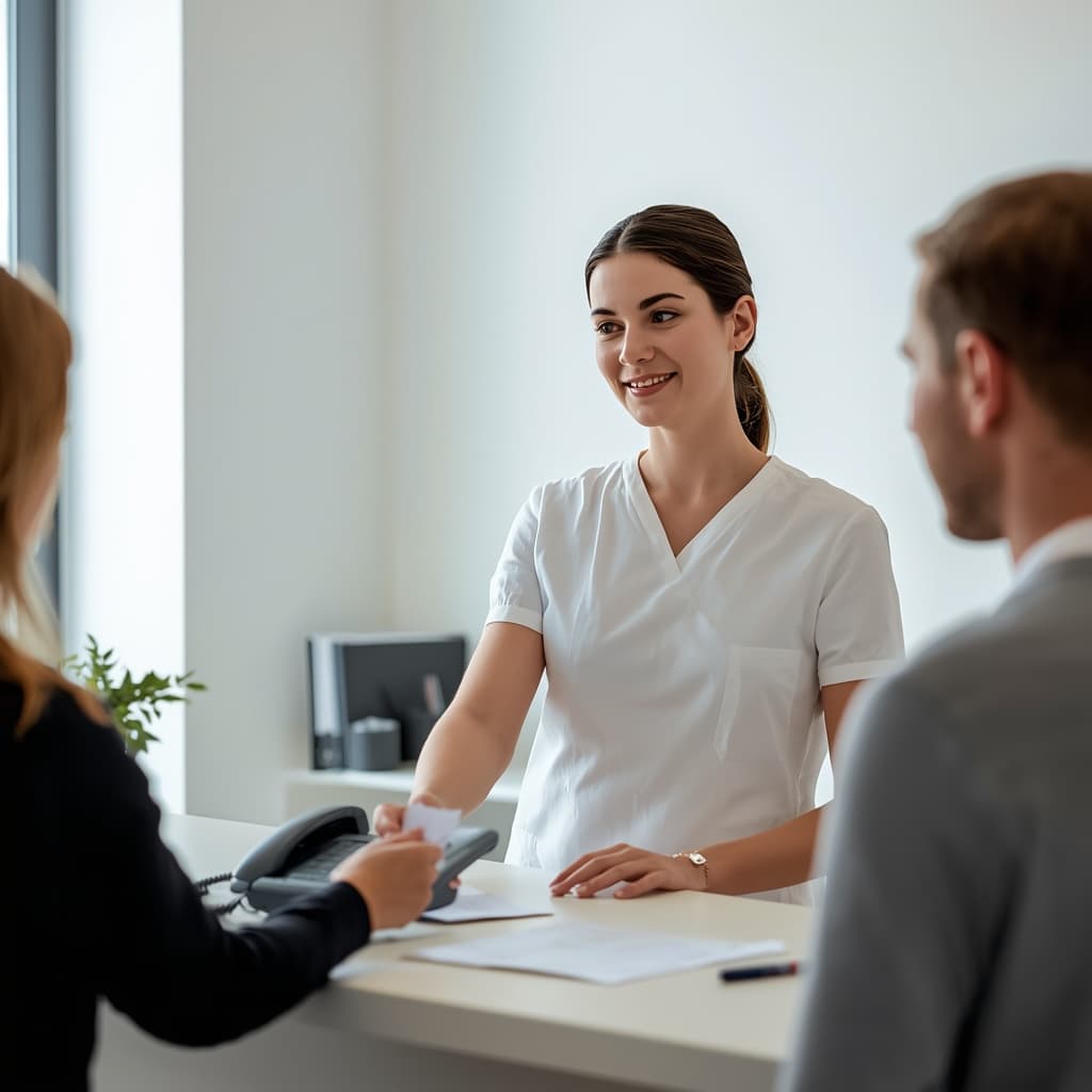MFA begleitet Patientin durch die Praxis – freundliche Betreuung im Praxisalltag